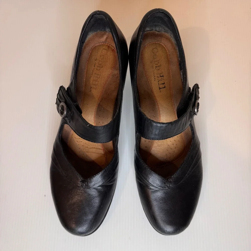 Cobb Hill Mary Jane Heels Black Leather Size 9.5 Dark Academia Goth Whimsigoth - Picture 4 of 10